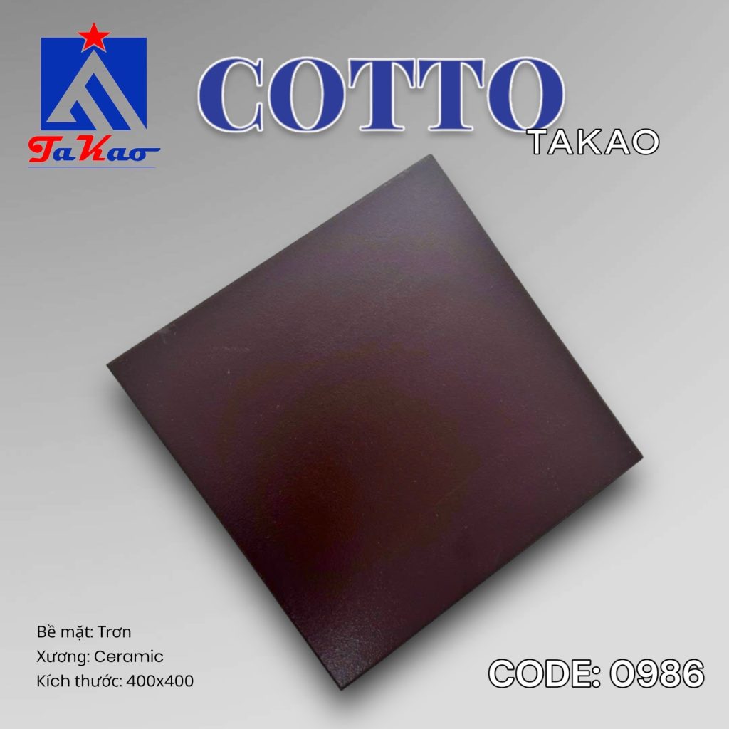 Gạch đất nung Takao 40×40 men cà phê 0986 01