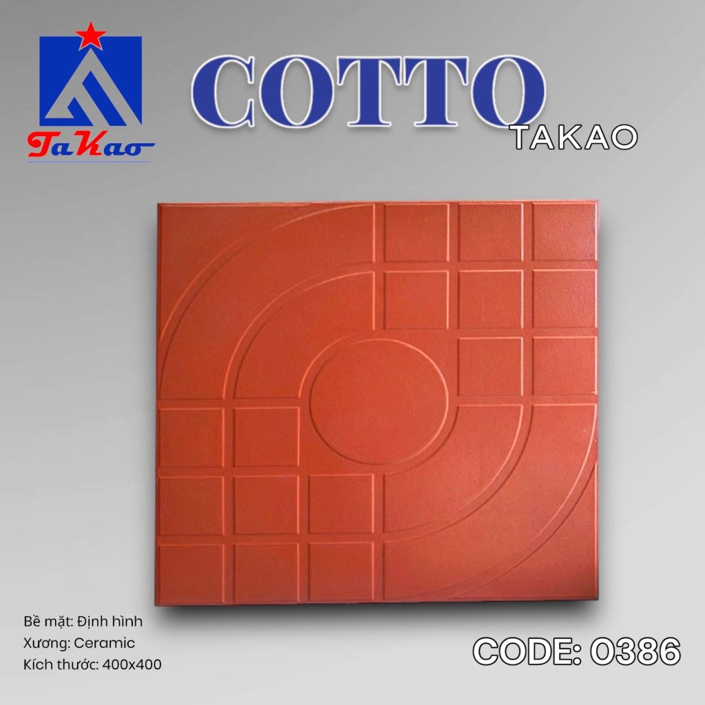 Gạch đất nung Takao 40×40 men đỏ mắt nai 0386 01