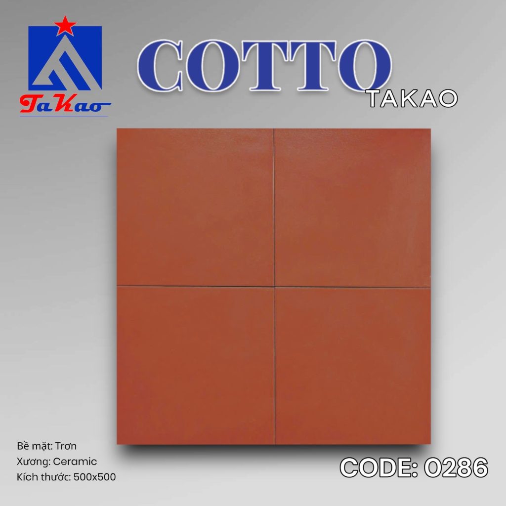 Gạch đất nung Takao 50×50 men đỏ 0286 01