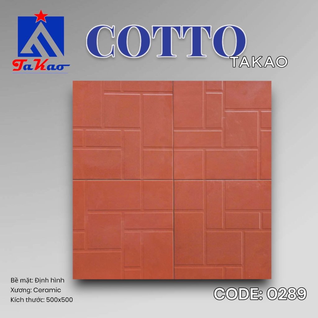 Gạch đất nung Takao 50×50 men đỏ vuông 0289 01