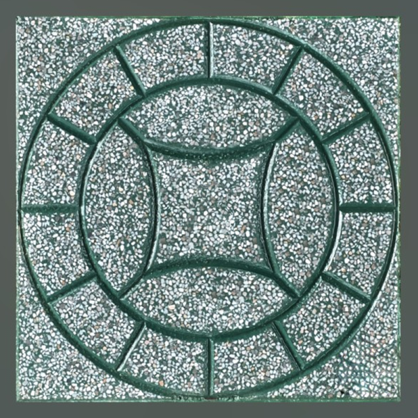 Gạch không nung terrazzo 40x40x3 đồng tiền tròn xanh lá 01