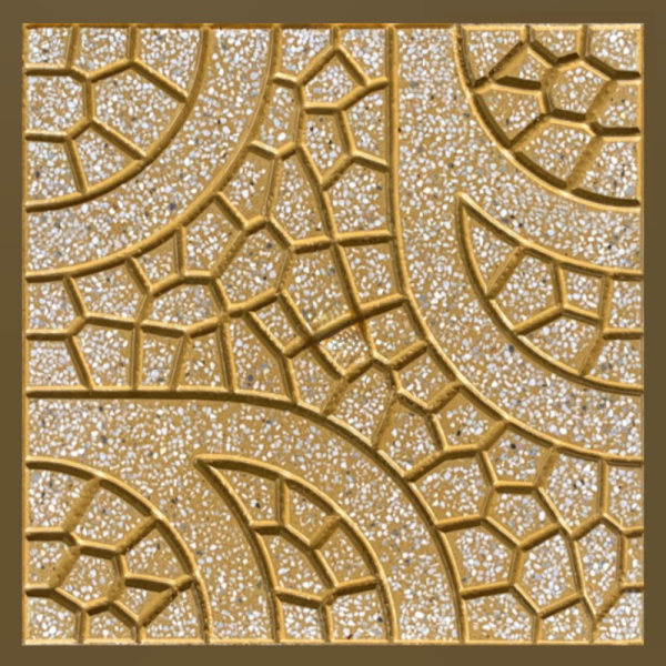 Gạch không nung terrazzo 40x40x3 mai rùa vàng 01