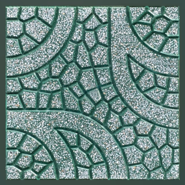 Gạch không nung terrazzo 40x40x3 mai rùa xanh lá 01