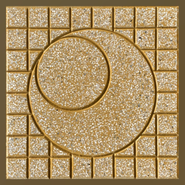 Gạch không nung terrazzo 40x40x3 mặt trăng vàng 01
