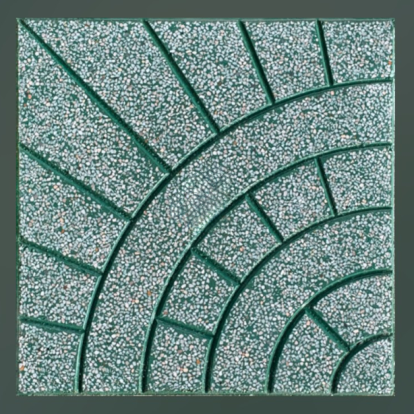 Gạch không nung terrazzo 40x40x3 mặt trời xanh lá 01