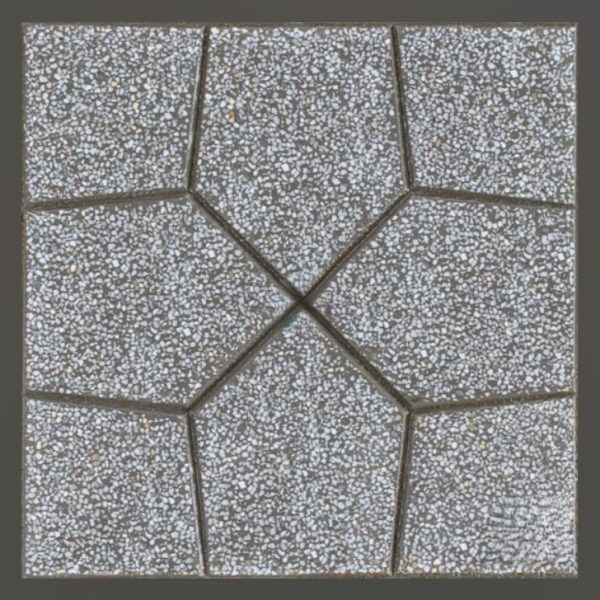 Gạch không nung terrazzo 40x40x3 nụ hoa đen 01