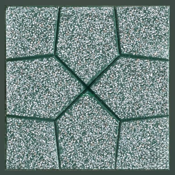Gạch không nung terrazzo 40x40x3 nụ hoa xanh lá 01