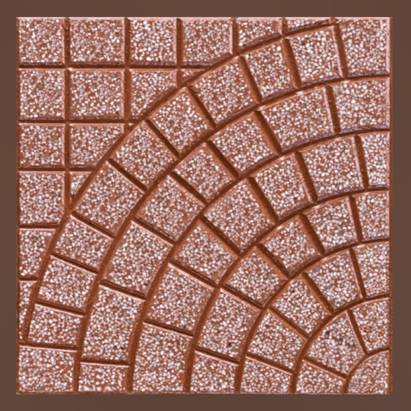 Gạch không nung terrazzo 40x40x3 quạt 7 vòng đỏ 01