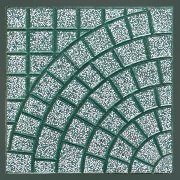 Gạch không nung terrazzo 40x40x3 quạt 7 vòng xanh lá 01